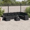 vidaXL 9-delige Loungeset met kussens poly rattan zwart