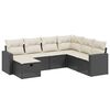 vidaXL 7-delige Loungeset met kussens poly rattan zwart
