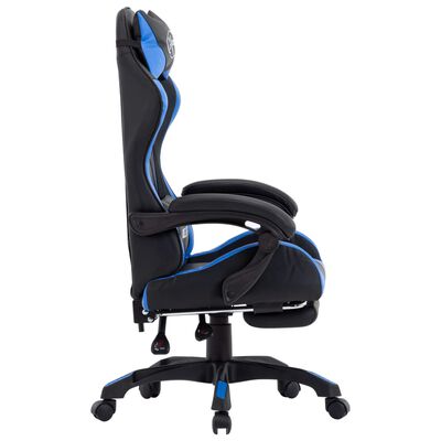 vidaXL Racestoel met voetensteun kunstleer blauw en zwart