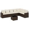 vidaXL 8-delige Loungeset met kussens poly rattan bruin