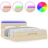 vidaXL Bed poef met matras en LED's 180x200 cm stof cr&egrave;mekleurig