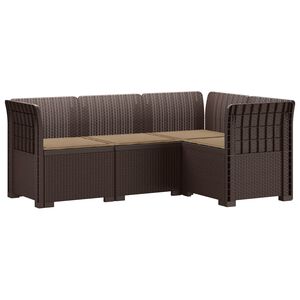 vidaXL 4-Zits Tuin Sofa met Kussens Rattan Look PP Bruin