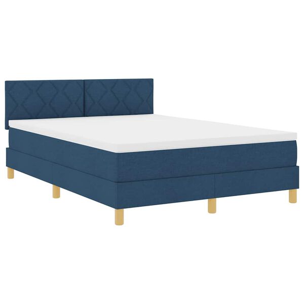 vidaXL Boxspring bed met matras met hoofdeinde Blauw 140 x 190 cm Stof