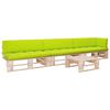 vidaXL 4-delige Loungeset pallet met kussens ge&iuml;mpregneerd grenenhout
