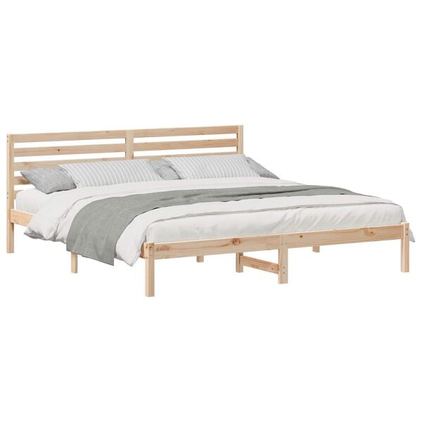 vidaXL Bedframe met hoofdeinde Bruin 200 x 200 cm Massief grenenhout