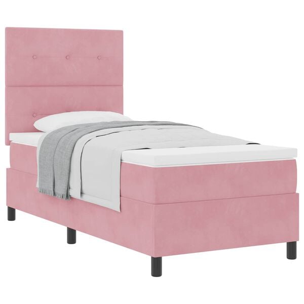 vidaXL Boxspringbed met matras met hoofdeinde Roze 80 x 200 cm Stof
