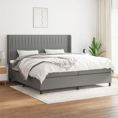 vidaXL Boxspring met matras stof donkergrijs 200x200 cm