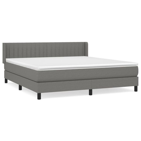 vidaXL Boxspring met matras stof donkergrijs 160x200 cm