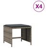 vidaXL Tuinkrukken 4 st met kussens 41x41x36 cm poly rattan grijs