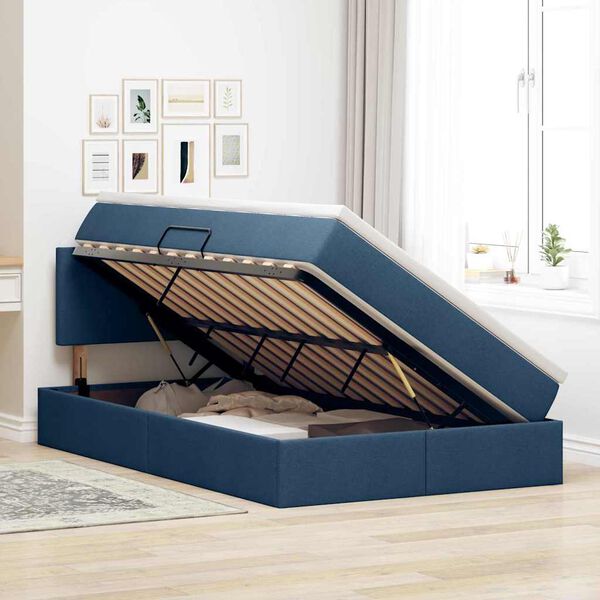 vidaXL Opbergbed met matras met matras Blauw 120 x 200 cm Bewerkt hout