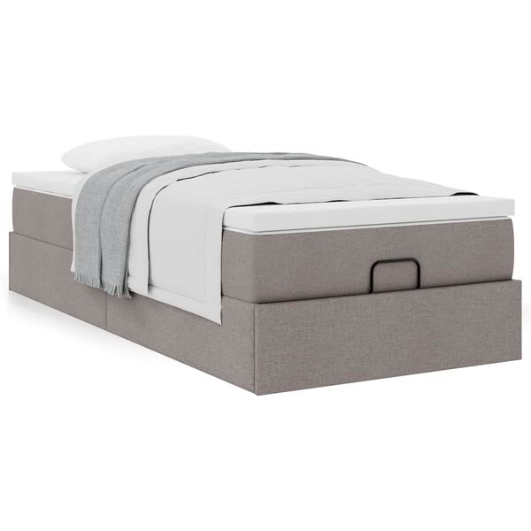 vidaXL Ottoman bed met matras 90x200cm stof taupe