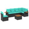 vidaXL 7-delige Loungeset met kussens poly rattan zwart