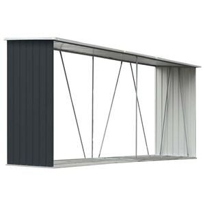 vidaXL Haardhoutschuur 330x84x152 cm gegalvaniseerd staal antraciet