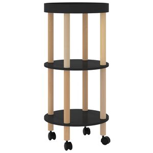vidaXL Trolley 38x38x82 cm bewerkt hout en massief grenenhout zwart