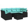 vidaXL Tuin Sofa Set 7 st 6-Aantal zitplaatsen Zwart en Turquoise
