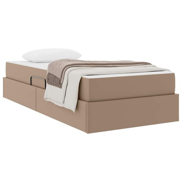 vidaXL Opslag bed met matras met matras 2 pcs Cappuccino Leer