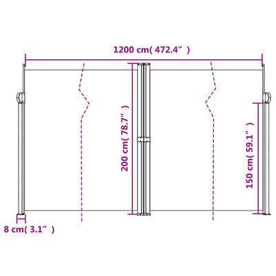 vidaXL Tuinscherm uittrekbaar 200x1200 cm blauw