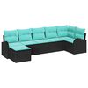 vidaXL Bankstel 7 st Zwart en Turquoise poly rattan
