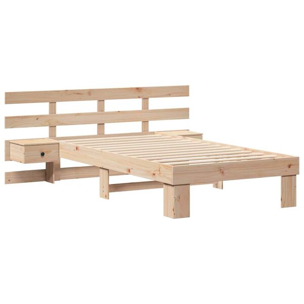 vidaXL Bedframe met hoofdeinde Bruin 75 x 190 cm Massief grenenhout