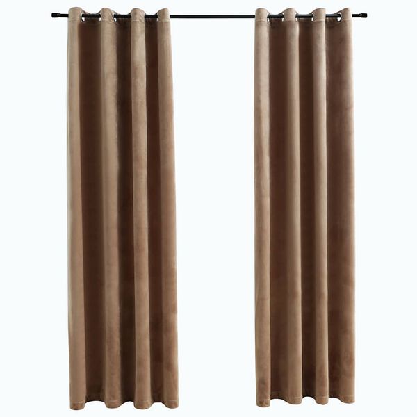 vidaXL Gordijn verduisterend met ringen 2 st 140x245 cm fluweel beige