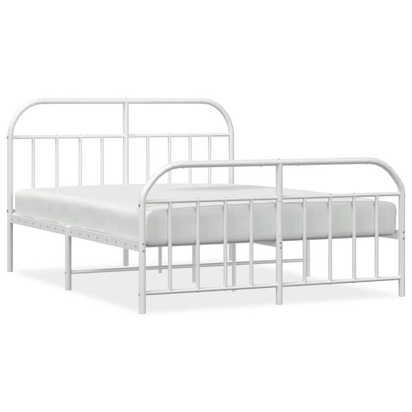 vidaXL Bedframe met hoofd- en voeteneinde metaal wit 135x190 cm