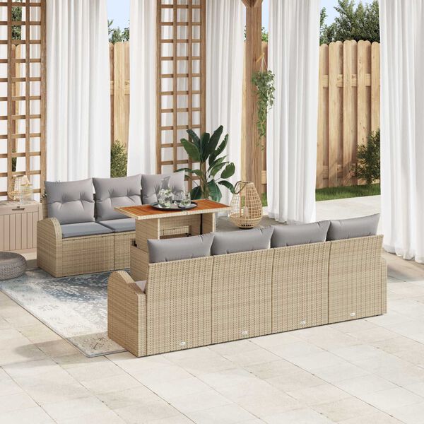 vidaXL Tuin Sofa Set met kussen 8 pcs beige en lichtgrijs