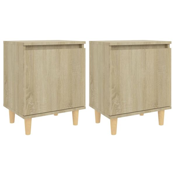vidaXL Nachtkastjes 2 st met houten poten 40x30x50 cm sonoma eiken