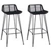 vidaXL Barkruk 2 st Zwart 44 x 46 x 91 cm Rattan en staal