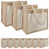 vidaXL Jute handtassen met zak 10 Natuurlijk en Wit 26 x 22 x 14 cm
