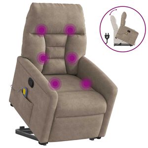 vidaXL Sta-op-massagestoel verstelbaar microvezelstof taupe