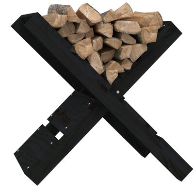 vidaXL Houtblokhouder 47x39,5x48 cm massief grenenhout zwart