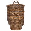 vidaXL Plantenmand met opslag 3 pcs Bruin Kubu Rattan
