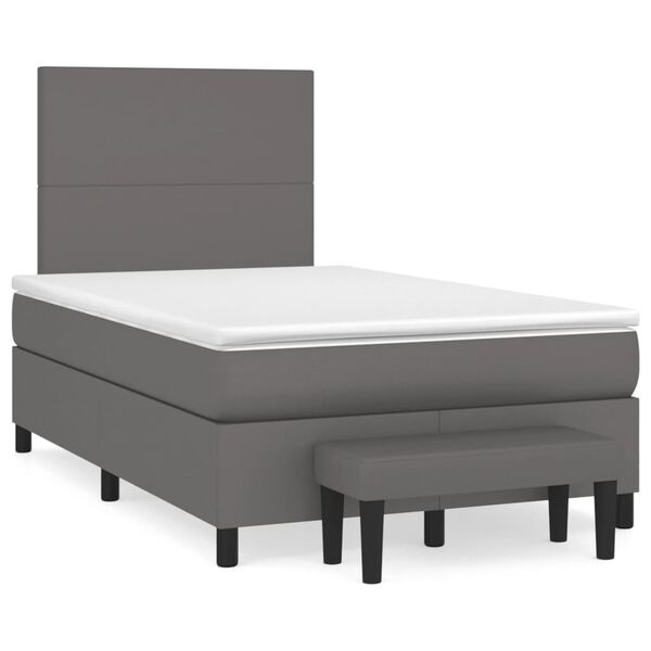 vidaXL Boxspring met matras kunstleer grijs 120x190 cm