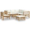 vidaXL 8-delige Loungeset met kussens bamboe cr&egrave;mewit
