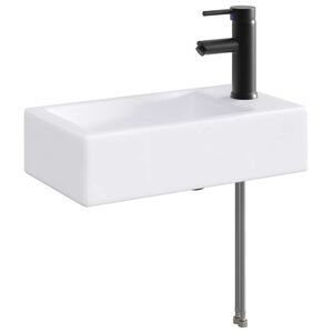 vidaXL Badkamer wastafel met kraan en afvoer Mat Zwart