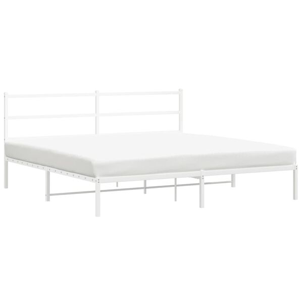 vidaXL Bedframe met hoofdbord metaal wit 193x203 cm