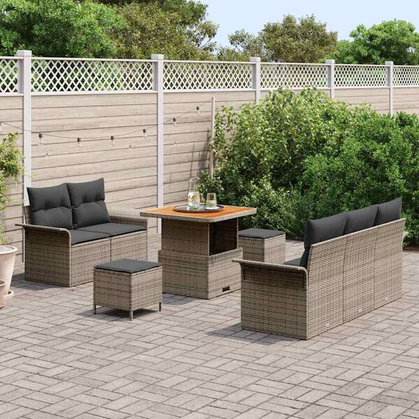 vidaXL Tuin Sofa Set met kussen met opslag met kussen 8 pcs Grijs