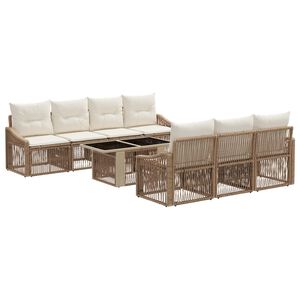vidaXL Tuinbankenset 8 st Beige en Cr&egrave;me Wit poly rattan