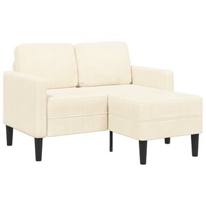 vidaXL 2-zitsbank met ligstoel L-vormig cr&egrave;mekleurig 125 cm linnen