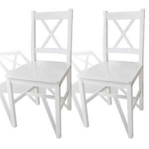 vidaXL Eetkamerstoelen 2 st grenenhout wit