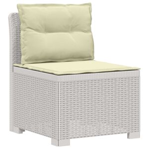 vidaXL E&eacute;npersoons Tuinbank met Kussens Rattan Look PP Wit