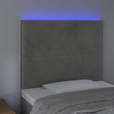 vidaXL Hoofdbord LED 100x5x118/128 cm fluweel lichtgrijs