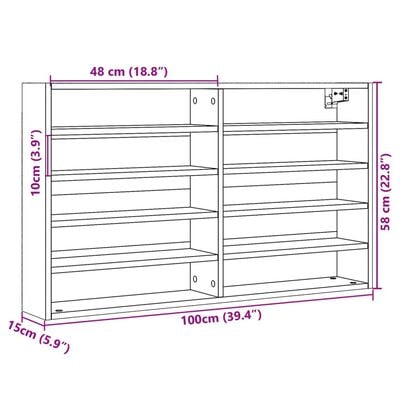 vidaXL Vitrinekast 100x15x58 cm bewerkt hout wit