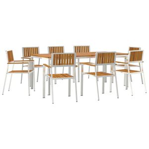 vidaXL Buiten eettafelset 9 st 200 x 90 x 75 cm