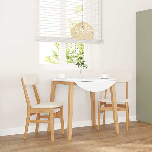 vidaXL Eetkamerstoelen met kussens 2 st massief hout rubber