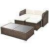 vidaXL 4-delige Loungeset met kussens poly rattan bruin
