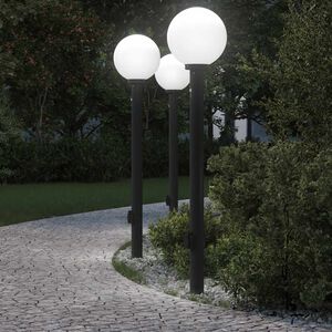 vidaXL Bolderverlichting met sensor en stopcontact 3 stuks 120 cm zwart IP44
