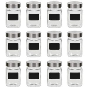 vidaXL Opbergpotten met stickers 12 st 300 ml