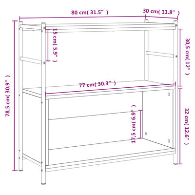 vidaXL Boekenrek 80x30x78,5 cm bewerkt hout en ijzer sonoma eikenkleur