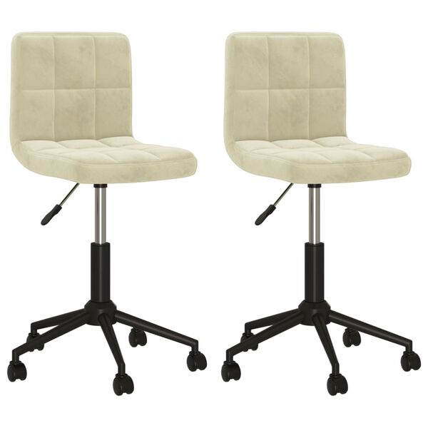 vidaXL Eetkamerstoelen draaibaar 2 st fluweel cr&egrave;mekleurig